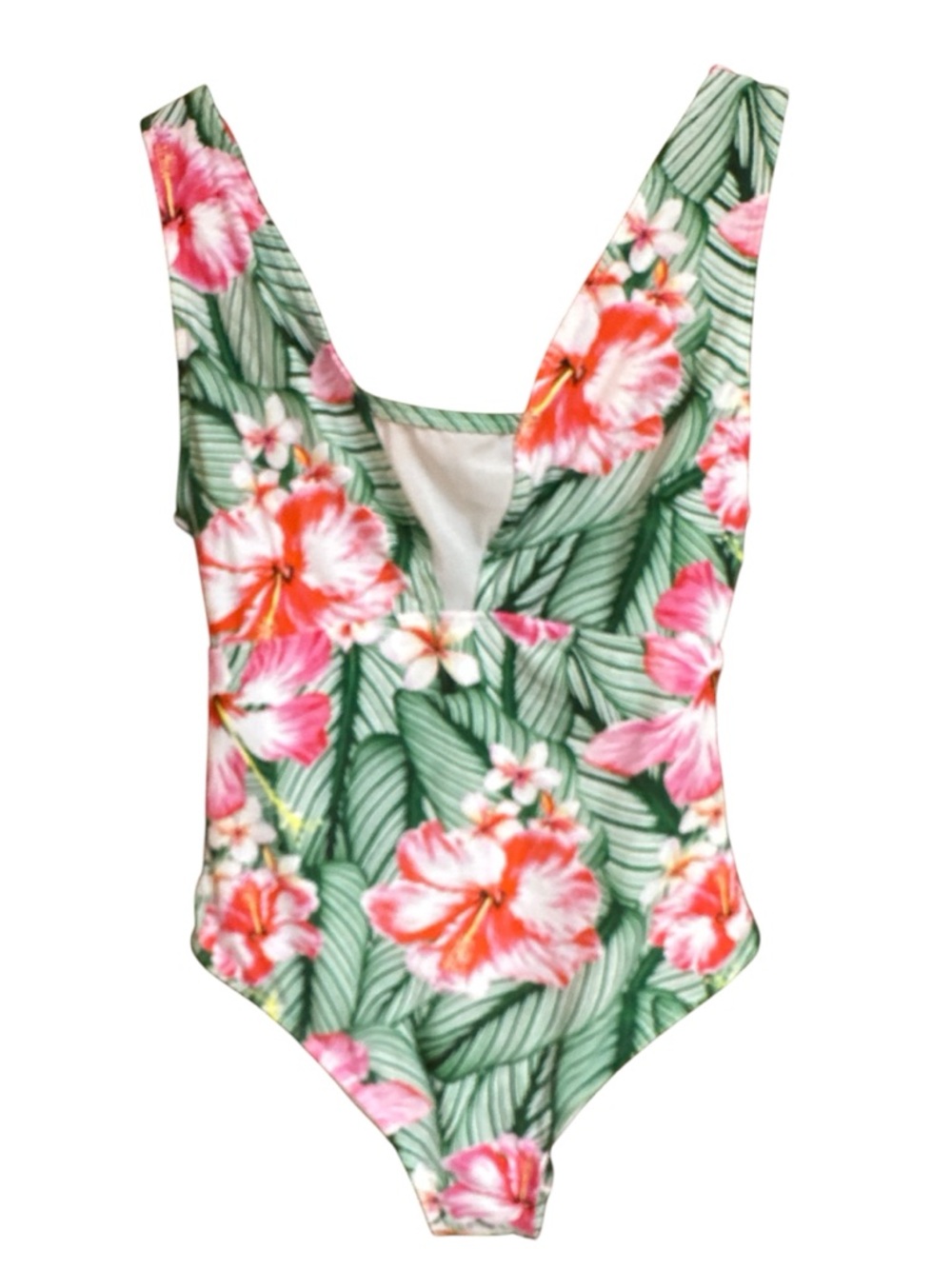 ASOS Swim Tropical Floral One-Piece Swimsuit - Pink & Green S12